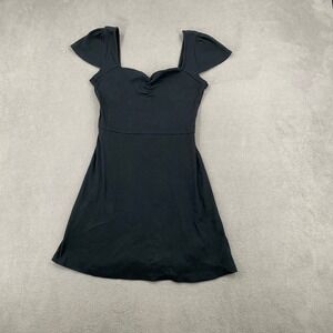 Wild Fable Black Ribbed Cap Sleeve Sweetheart Mini Dress Medium